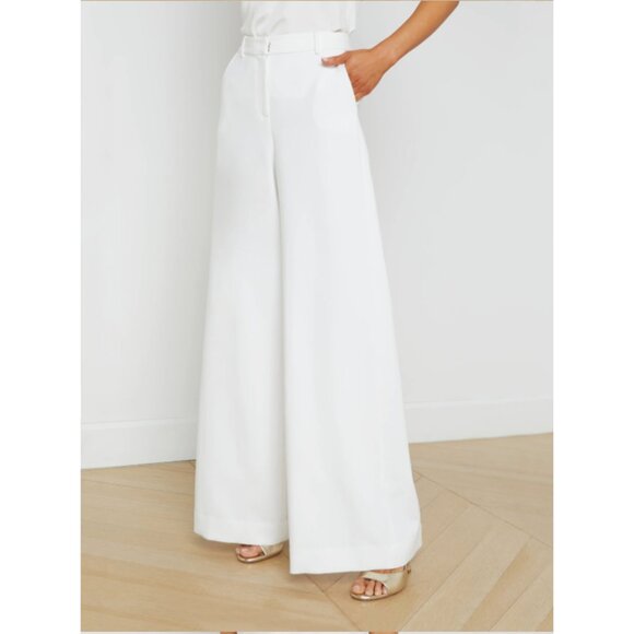 NEW L'AGENCE Gavin Wide Leg Pant in White - Picture 1 of 5